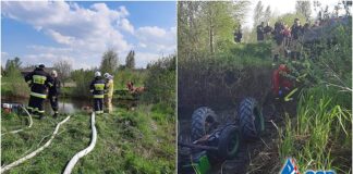 Traktor wpadł do stawu, 83-letni mężczyzna zginął na miejscu