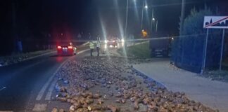 Buraki zasypały drogę. Kierowca ukarany mandatem