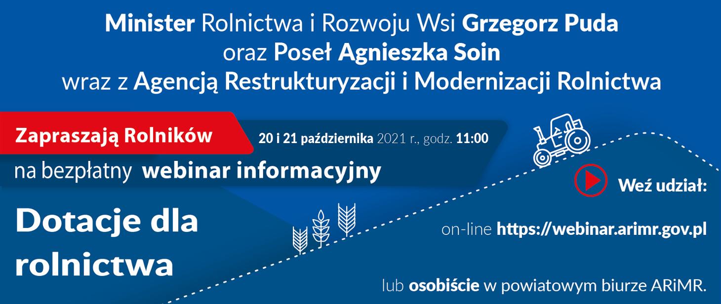 Wkrótce kolejny webinar z cyklu „Dotacje dla rolnictwa”