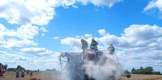Claas Dominator w ogniu. Maszyna spłonęła doszczętnie