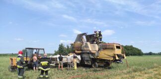Pożar kombajnu zbożowego. Maszyny nie udało się uratować