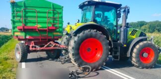 Wypadek na DK11! Ciągnik staranował rowerzystę