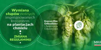 Wsparcie plantatorów chmielu -wymiana słupów nośnych impregnowanych kreozotem