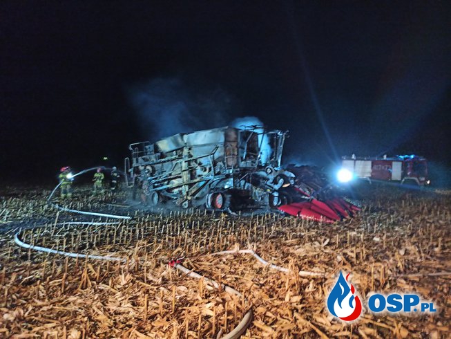 Pożar kombajnu do kukurydzy