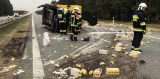 Majonezowy chaos na A4: Wypadek samochodu dostawczego zablokował autostradę