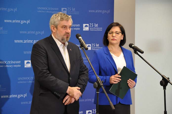 Maria Fajger, prezes ARiMR, Jan Krzysztof Ardanowski, minister rolnictwa. Płatności bezpośrednie, PROW, dopłaty