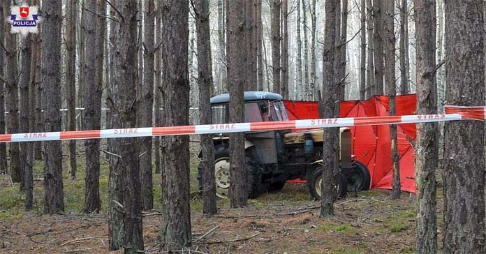 ciągnik, wypadek na wsi, wypadek ciągnika, rolnik, Biłgoraj
