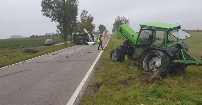 rolnik, ciągnik, wypadek, policja