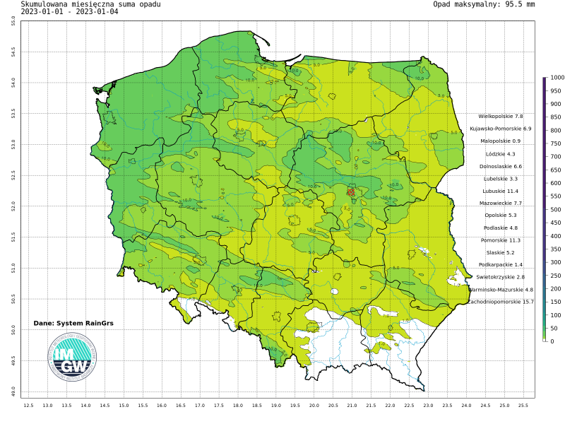 Prognoza meteorologiczna i szczegółowa prognoza hydrologiczna na kolejne 7 dni (6-12 stycznia 2023 r.)