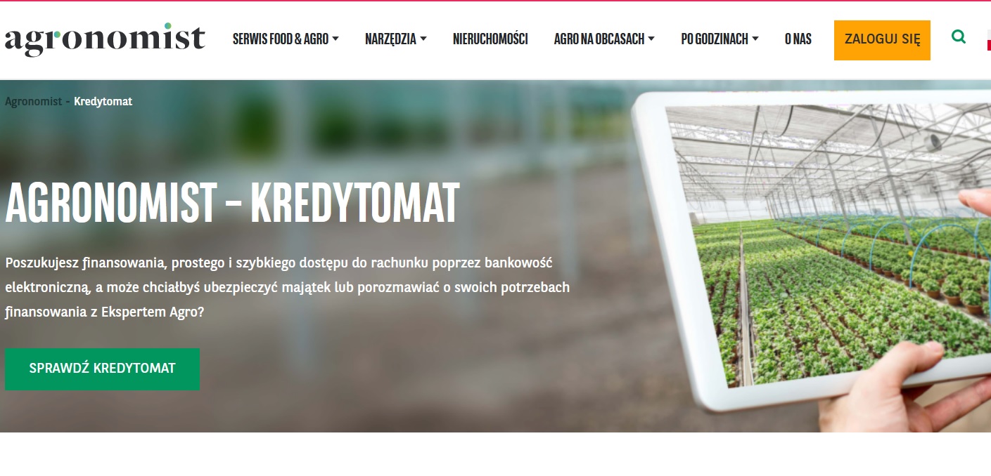 Bank BNP Paribas udostępnił rolnikom Kredytomat - nową wyszukiwarkę bankowych produktów agro