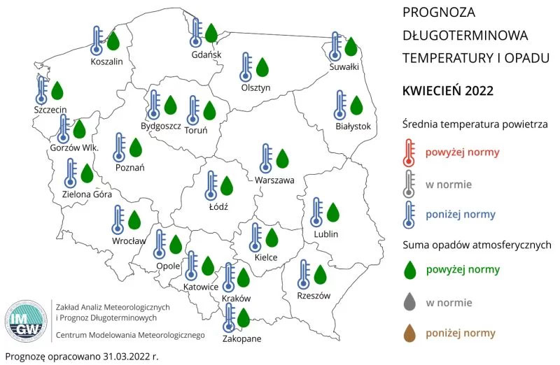 Najnowsze prognoza pogody na kwiecień
