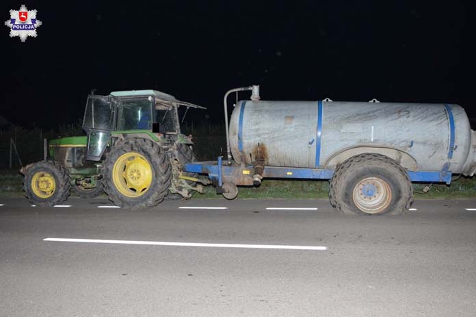 Policja Lubelska, Zakalinki Kolonia, wypadek, wypadek na wsi, ciągnik, 