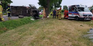 Wypadek ciężarówki z końmi