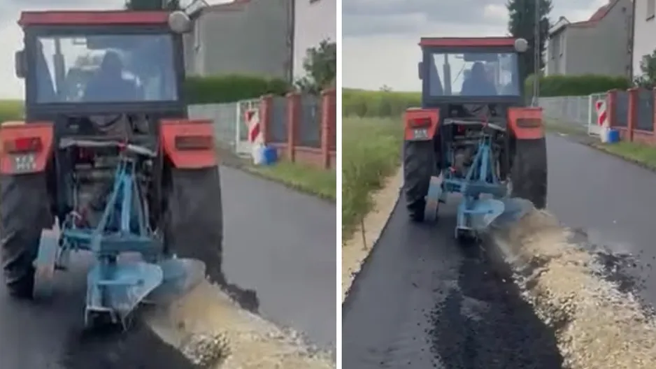 Rolnik zaorał świeży asfalt. Mieszkańcy czekali na ten remont od lat