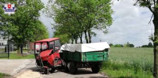 Ciągnik rozpadł się na dwie części po zderzeniu z BMW