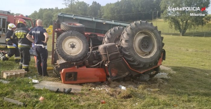 wypadek, ciągnik, wypadek ciągnika, wypadek na wsi